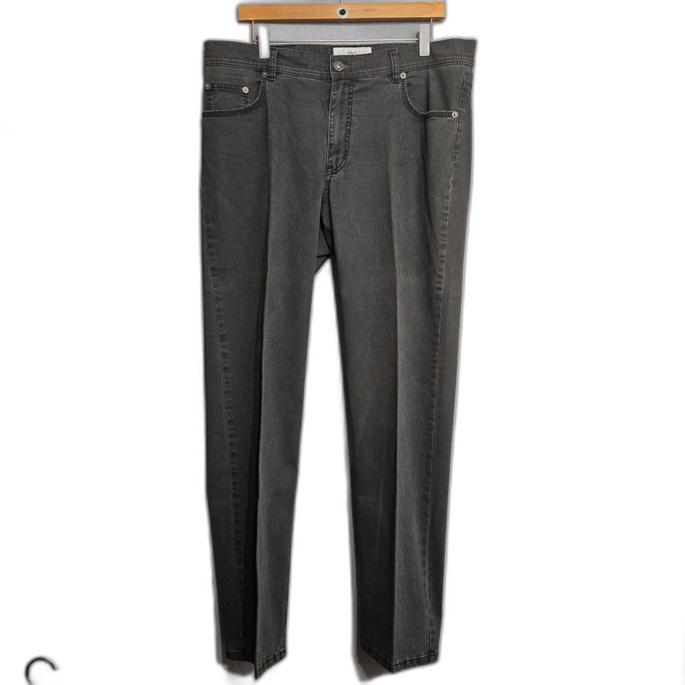 BRAX Cooper Fancy Pants Charcoal Lightweight Denim 36X32 Flat Front Seamed